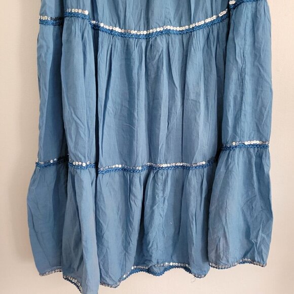 Blue Cotton Hippie Boho long Maxi skirt one size - Picture 5 of 9